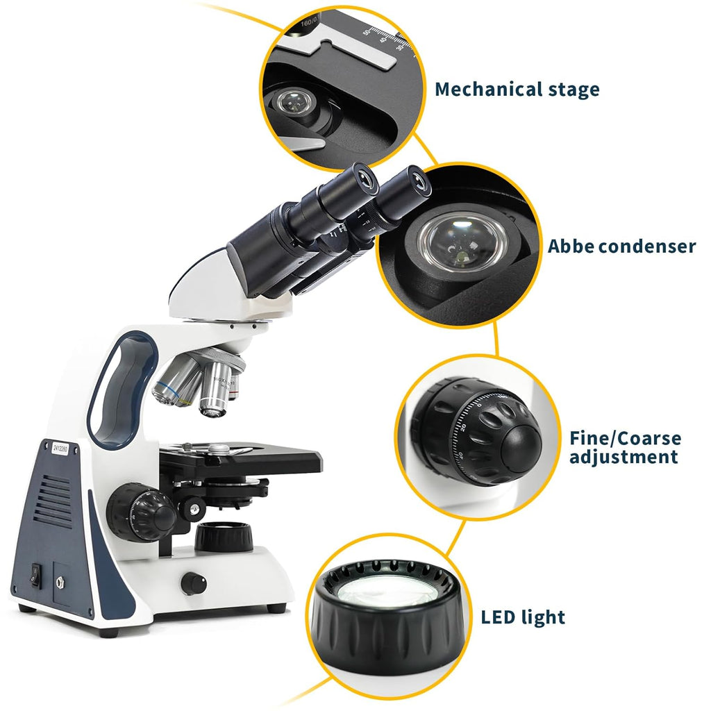 Swift Instruments Microscope Swift SW400 Compound Binocular Microscope, 40X-2500X Magnification, In ...