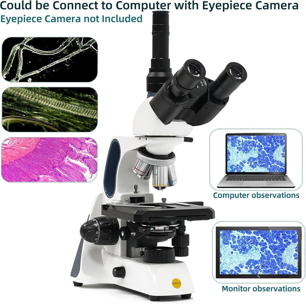 SWIFT SW400 Trinocular Compound Microscope 40X-2500X, Infinity-Correct ...