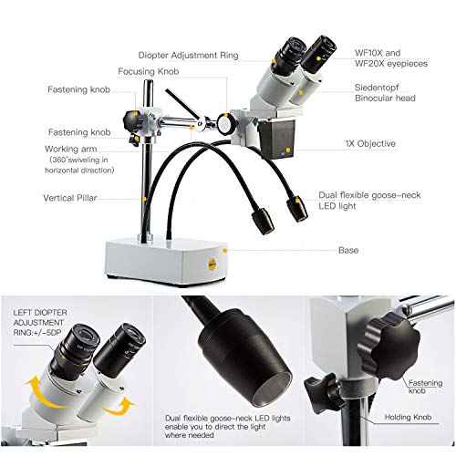 Swift S41-20 Professional Dissecting Binocular Stereo Microscope, WF10 ...