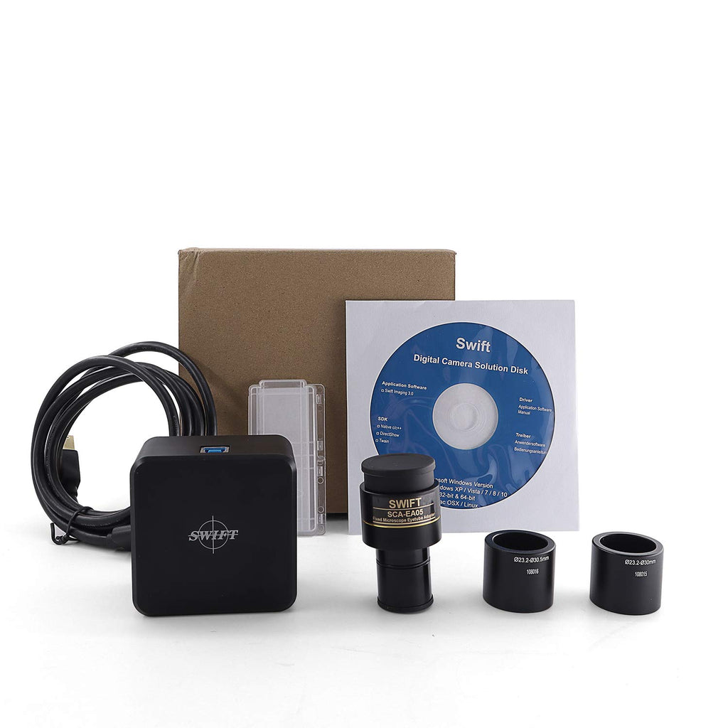 Swiftcam 20 Megapixel Camera for Microscopes, with Reduction Lens,  Calibration Kit, Eyetube Adapters, and USB 3.0 Cable, Compatible with 