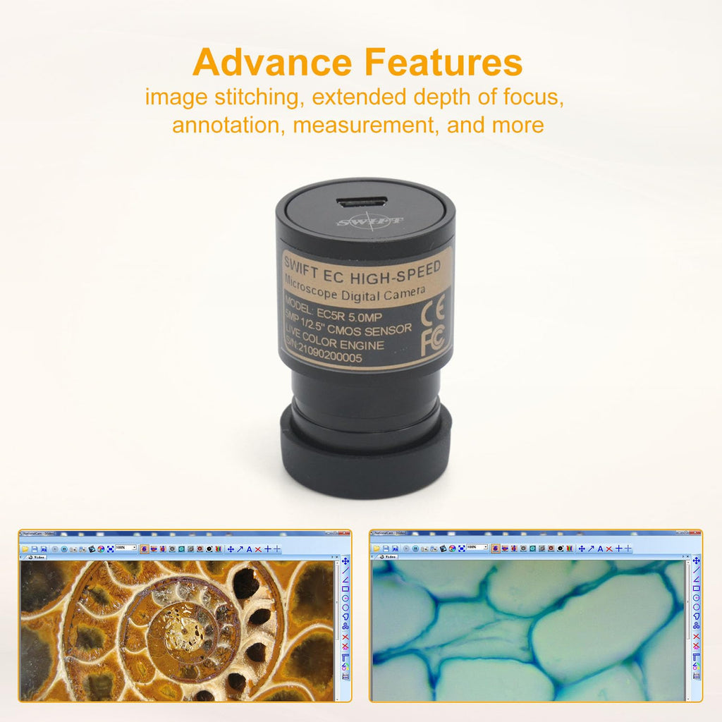 Microscope Camera 5mp SWIFT S7 7X-45X Trinocular Stereo Microscope with 5MP Digital Camera f ...
